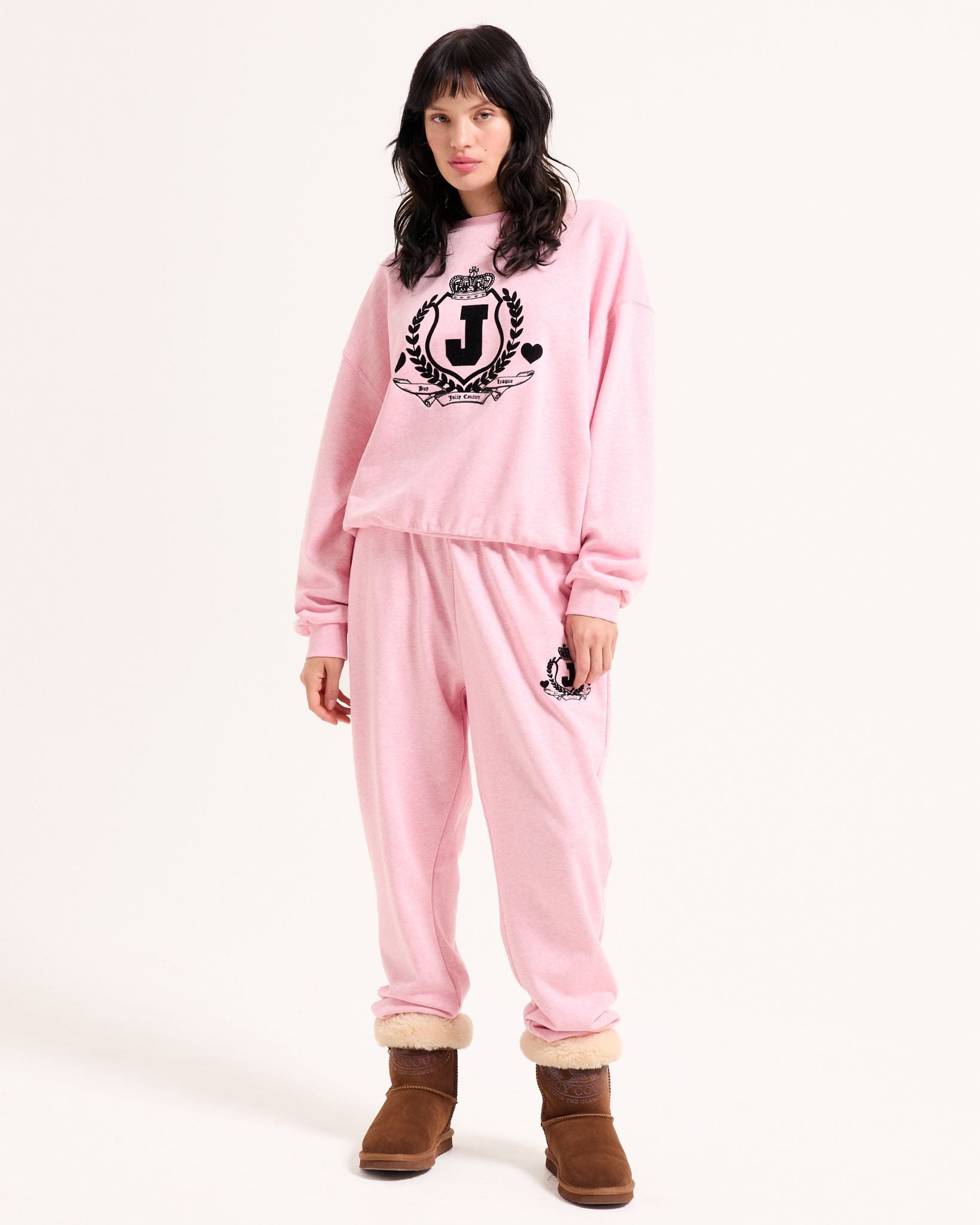 rosy monster ワッペンスウェット　ピンク Juicy Couture Venice Crest Sweatshirt Pink Marl