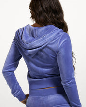 Classic Velour Robertson Zip Hoodie Grey Blue