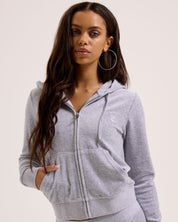 Classic Velour Robertson Zip Hoodie Silver Marl