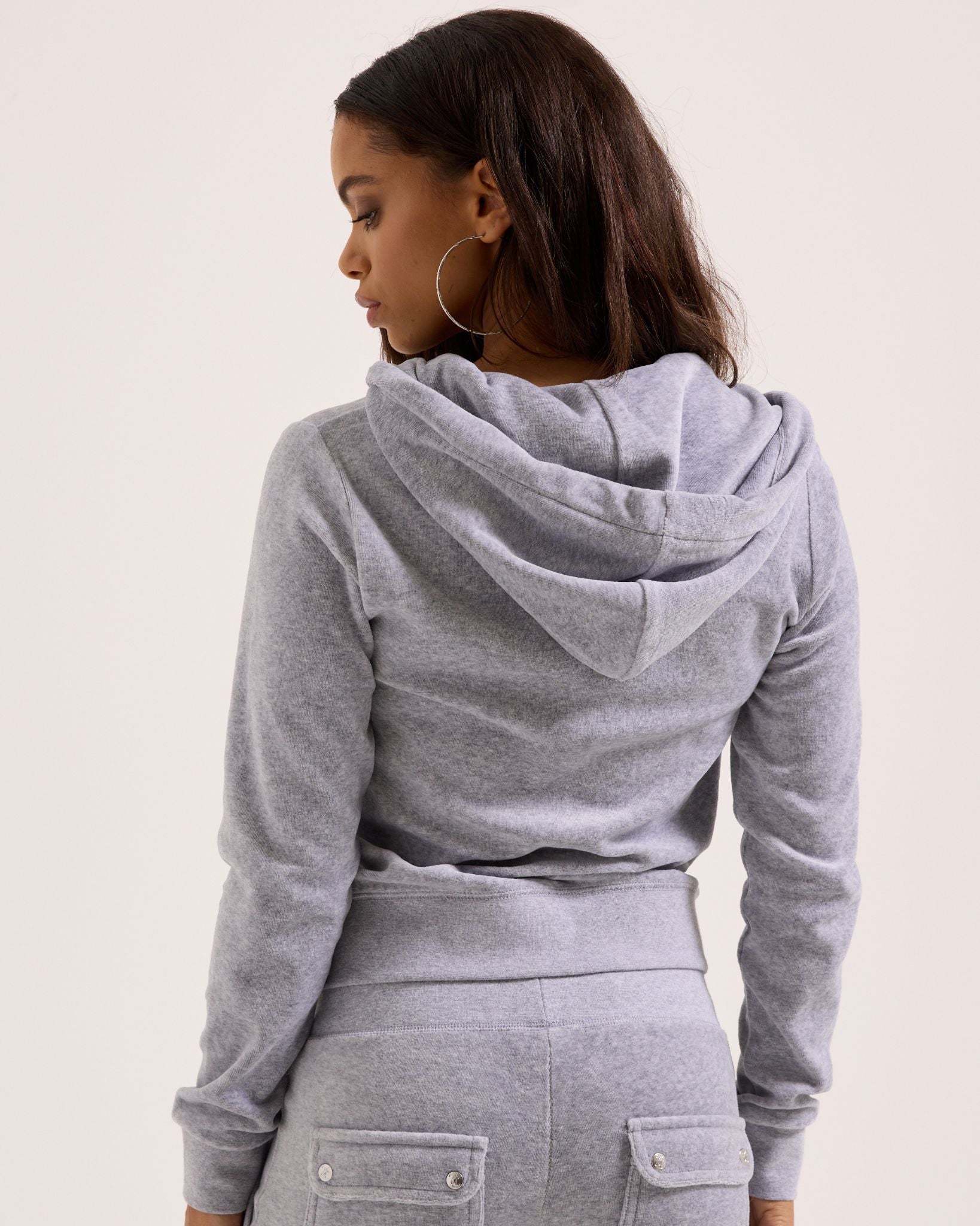 Classic Velour Robertson Zip Hoodie Silver Marl