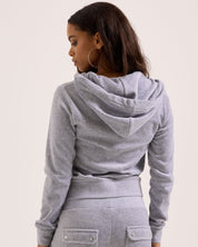 Classic Velour Robertson Zip Hoodie Silver Marl