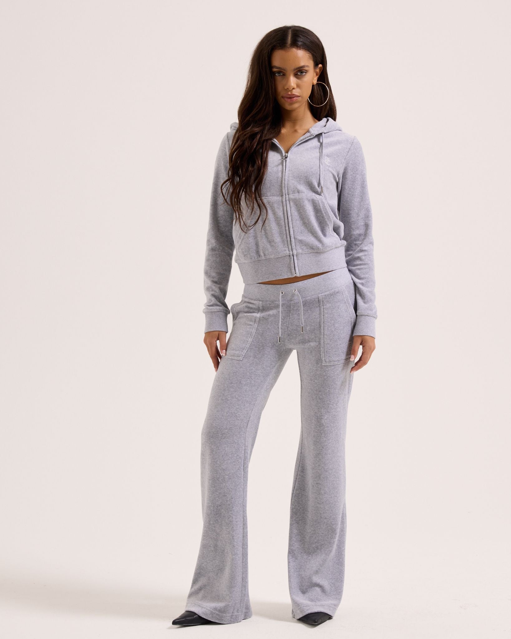 Classic Velour Layla Low Rise Pocket Flare Silver Marl