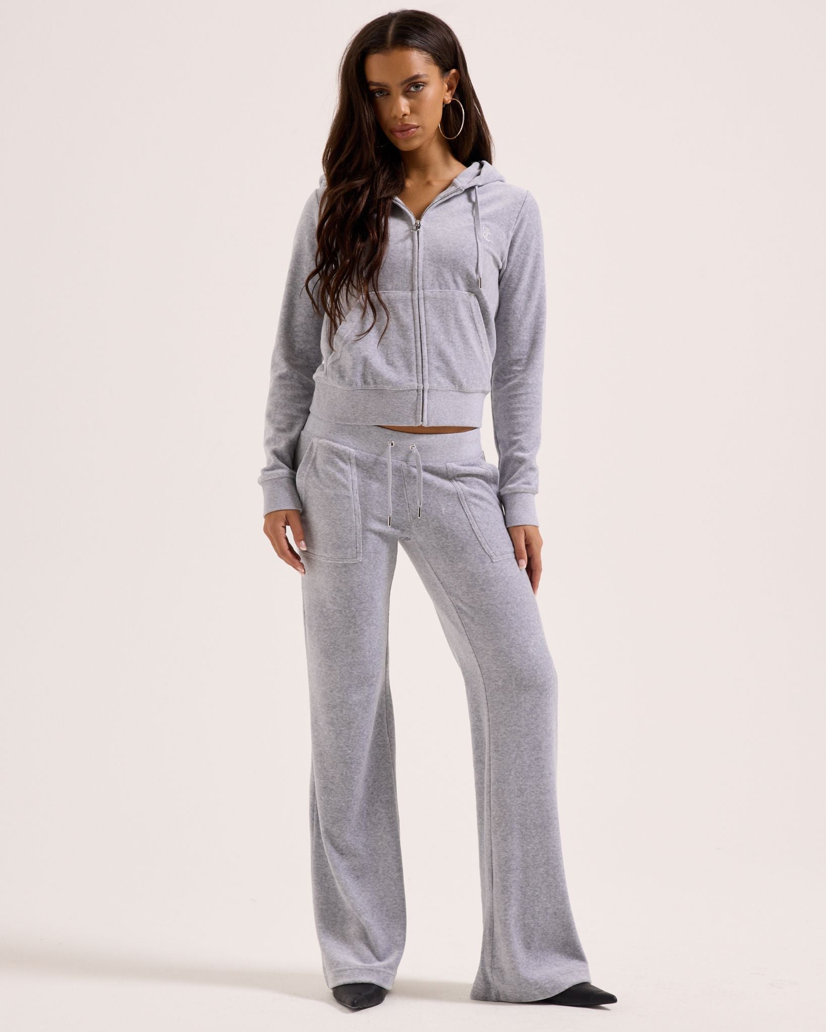 Classic Velour Layla Low Rise Pocket Flare Silver Marl