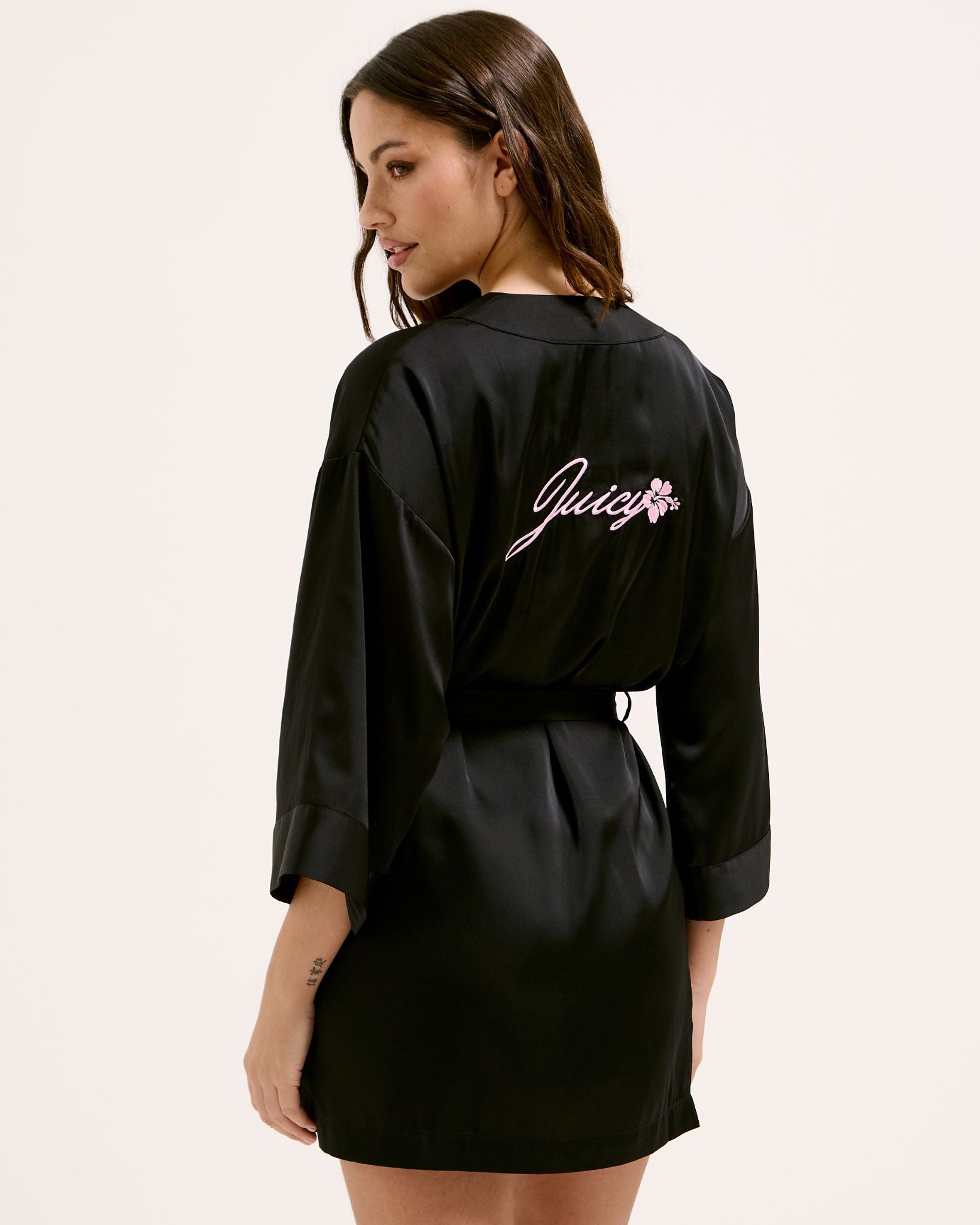 Juicy Couture Satin Robe Black - Juicy Couture Scandinavia