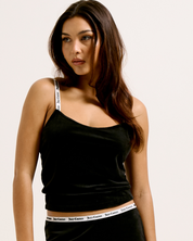 Elina Rib Velour Top Black