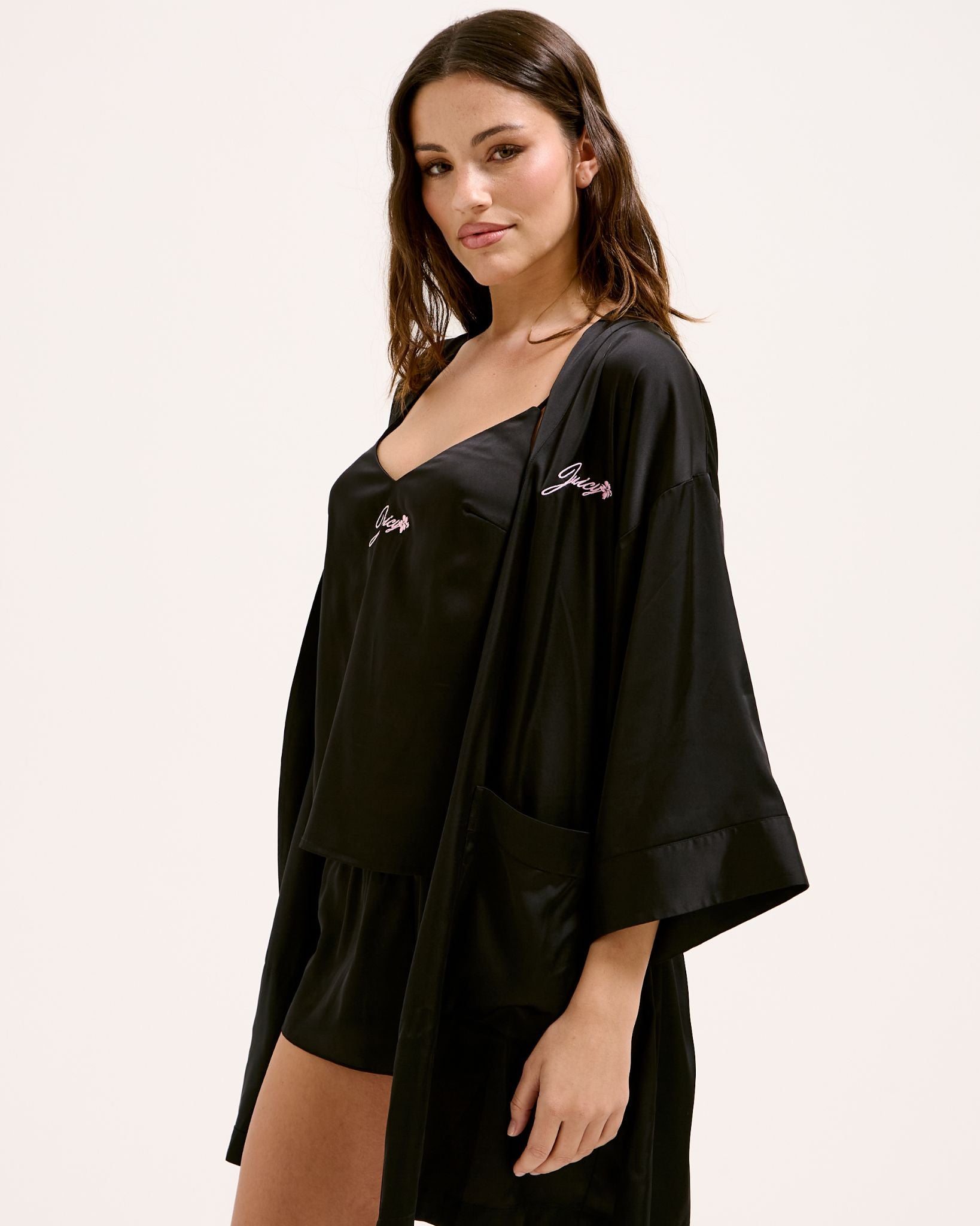 Juicy Couture Satin Robe Black - Juicy Couture Scandinavia