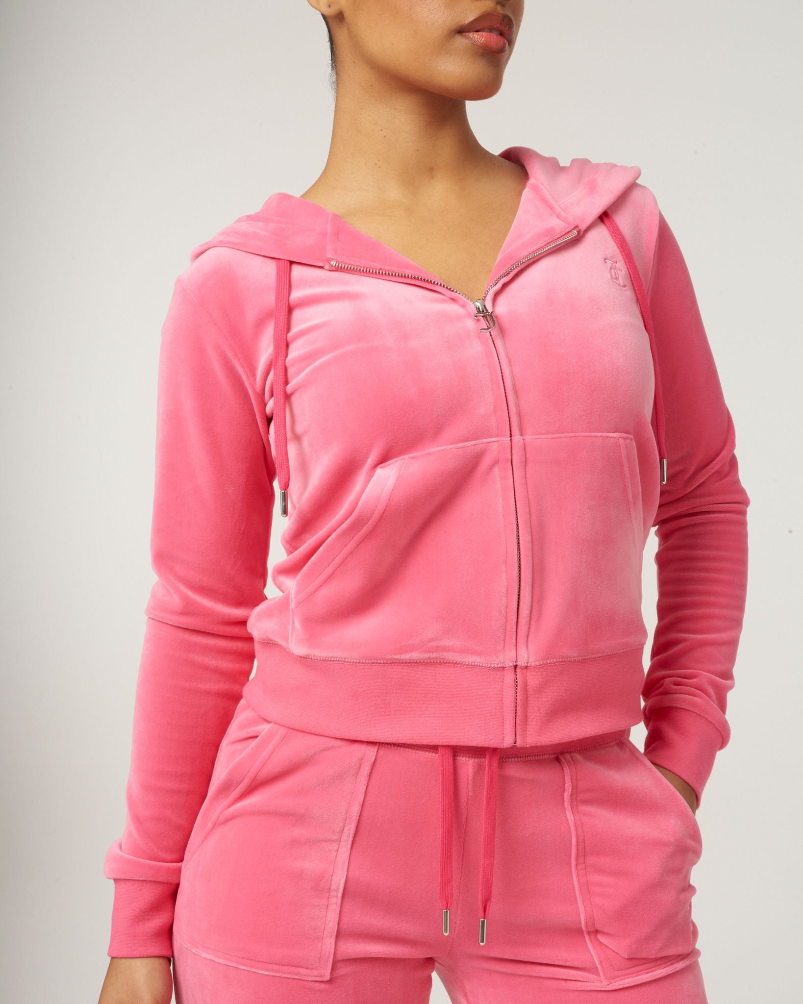 Classic Velour Robertson Zip Hoodie Hot Pink