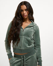 Classic Velour Robertson Zip Hoodie Thyme