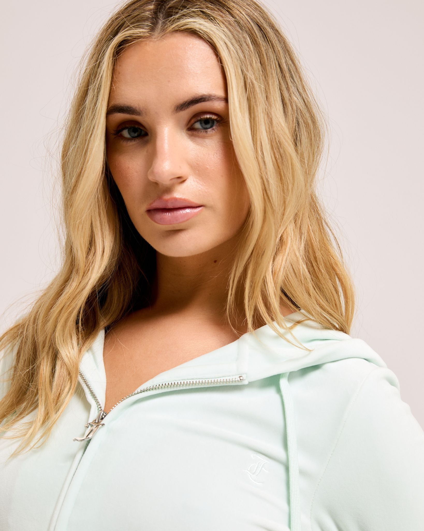 Classic Velour Robertson Zip Hoodie Morning Mist - Juicy Couture Scandinavia