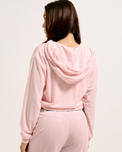 Liv Rib Velour Hoodie Almond Blossom