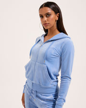 Classic Velour Robertson Zip Hoodie Della Robia Blue - Juicy Couture Scandinavia