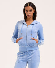 Classic Velour Robertson Zip Hoodie Della Robia Blue - Juicy Couture Scandinavia