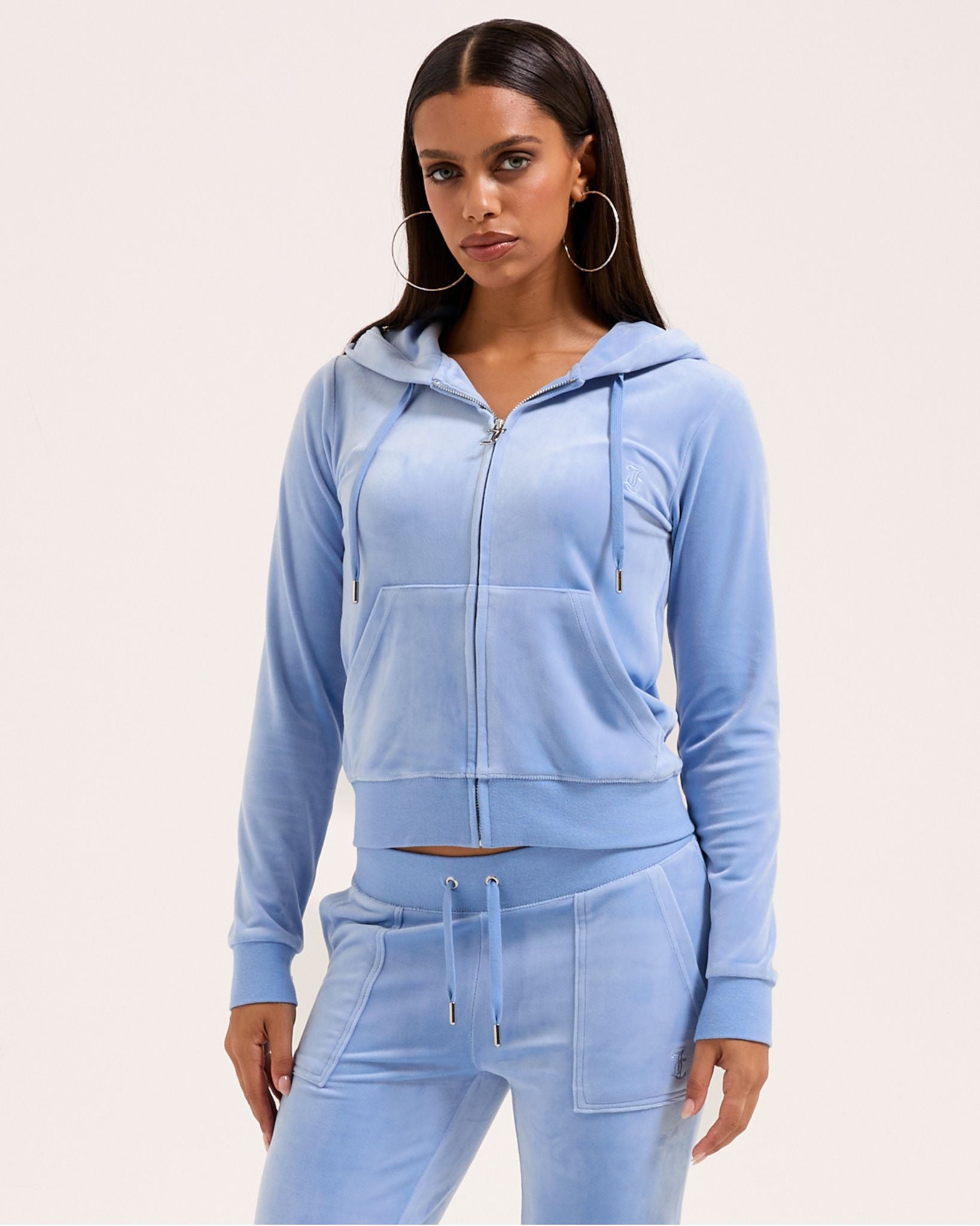 Classic Velour Robertson Zip Hoodie Della Robia Blue - Juicy Couture Scandinavia