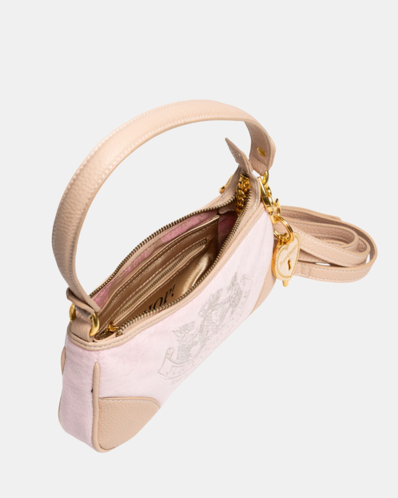 Daydreamer Crest Embroidered Shoulder Bag in Juicy Pink - Juicy Couture Scandinavia