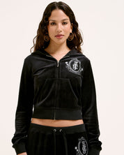 Heritage Palm Tree Crest Robyn Hoodie Black - Juicy Couture Scandinavia