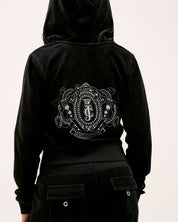 Heritage Palm Tree Crest Robyn Hoodie Black - Juicy Couture Scandinavia