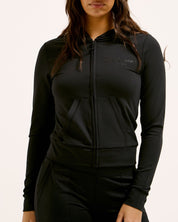 Ennis Fitted Long Sleeve Hoodie Black - Juicy Couture Scandinavia