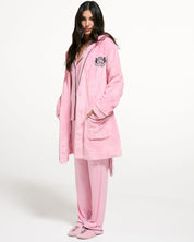 Lottie Crest Plush Robe Juicy Pink