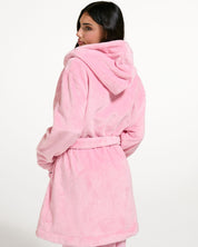 Lottie Crest Plush Robe Juicy Pink