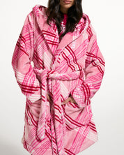 Lottie Check Plush Robe Pink Check