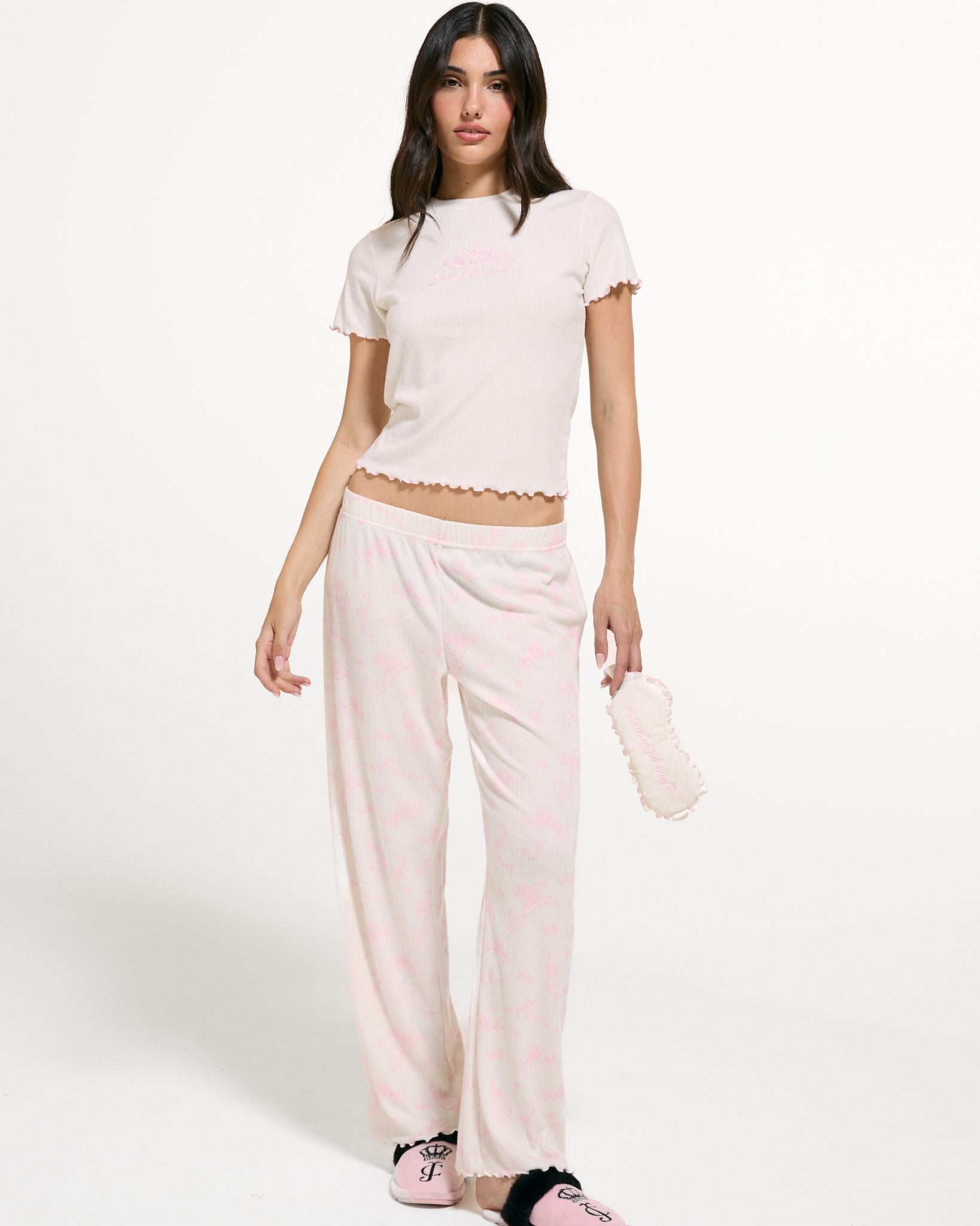 Ribbed Rose Pyjama Set Marshmallow