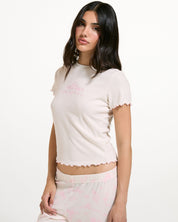 Ribbed Rose Pyjama Set Marshmallow
