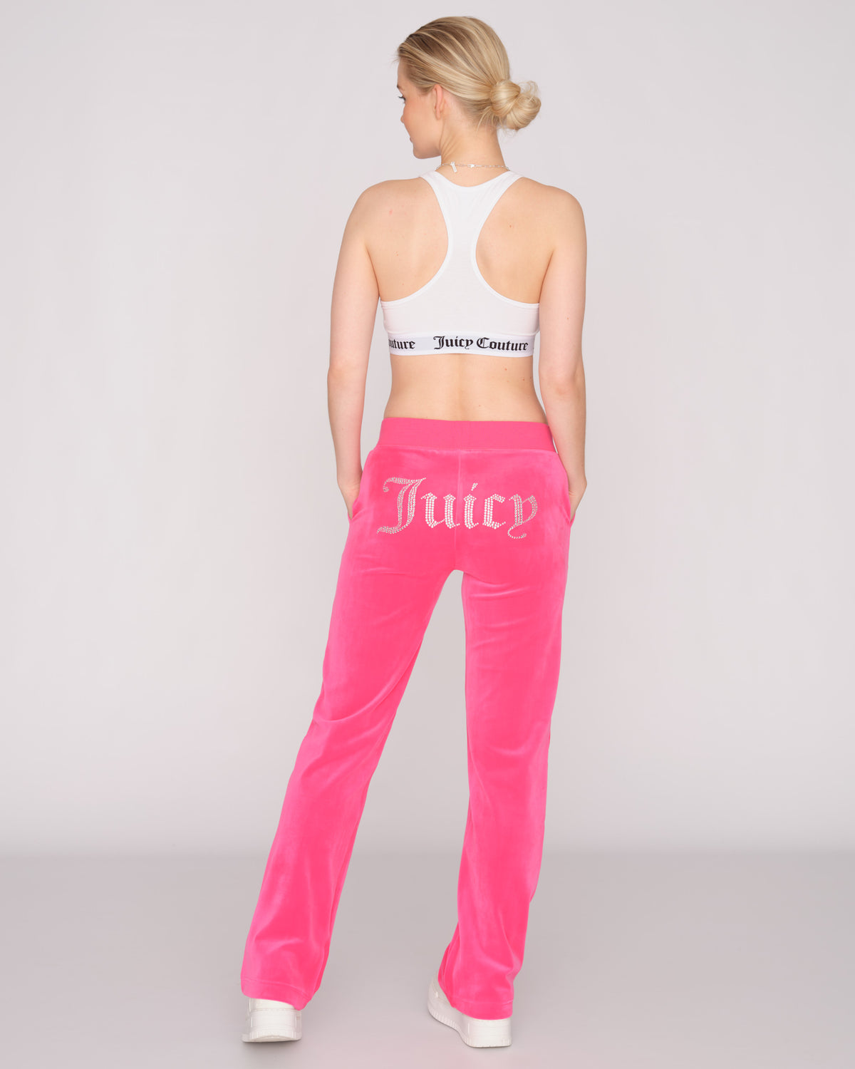 Classic Velour Del Ray Heart Diamante Pant Pink Glo - Juicy Couture Scandinavia