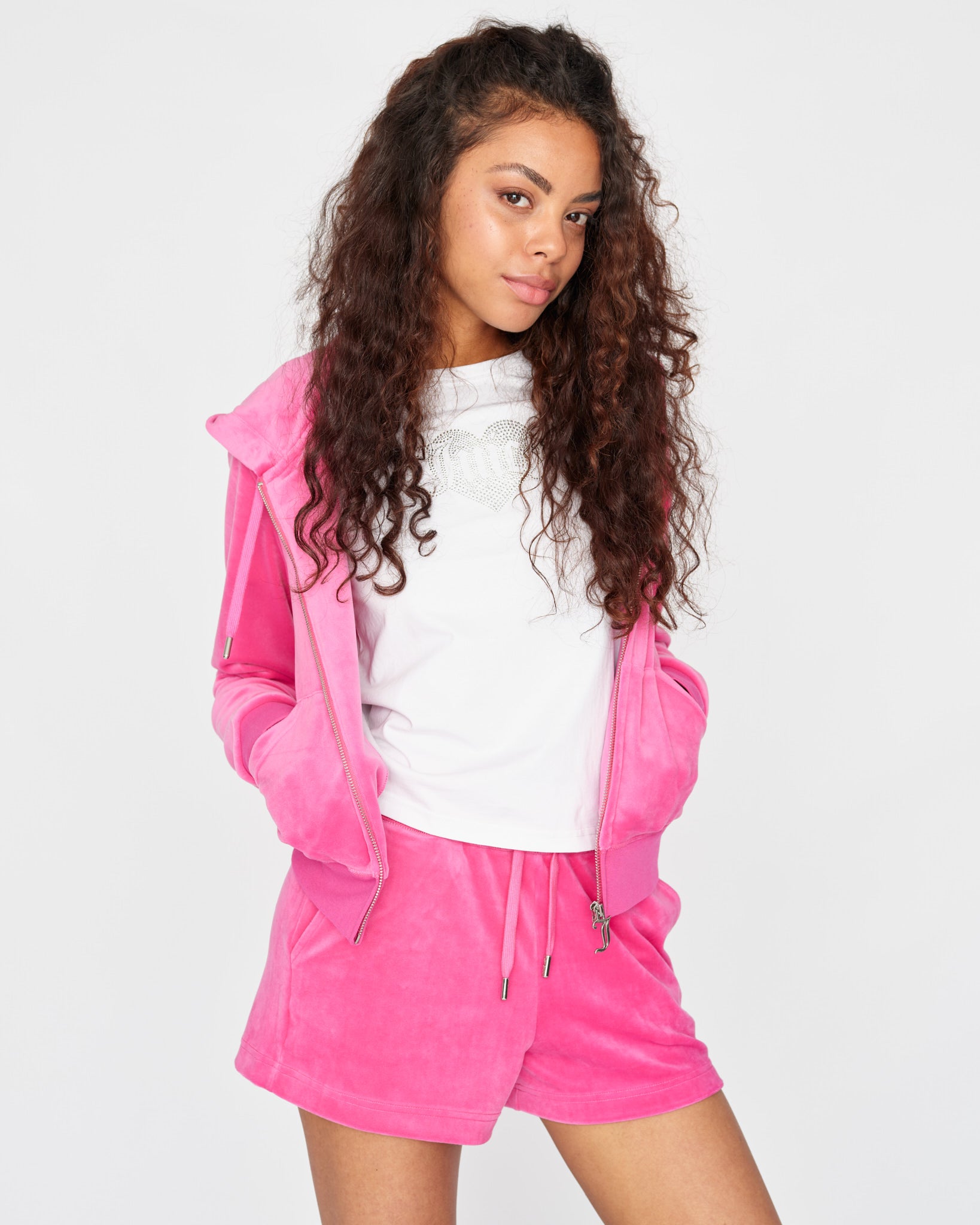Velour Eve Classic Shorts Raspberry Rose - Juicy Couture Scandinavia