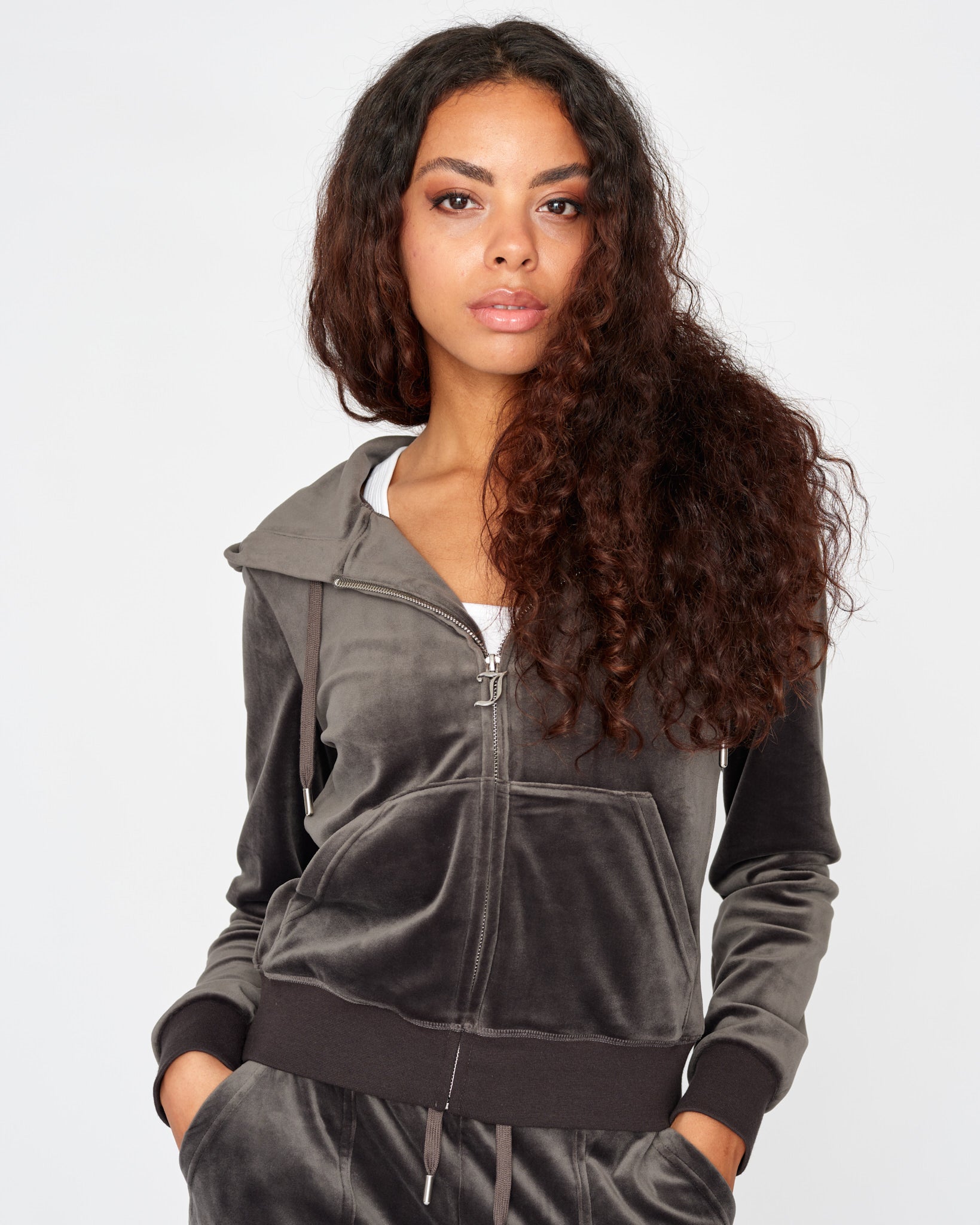 Juicy couture hoodies robertson classic velour zip trough hoodie hot sale