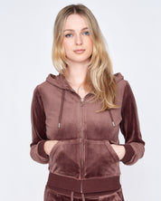Classic Velour Robertson Zip Hoodie Bitter Chocolate - Juicy Couture Scandinavia