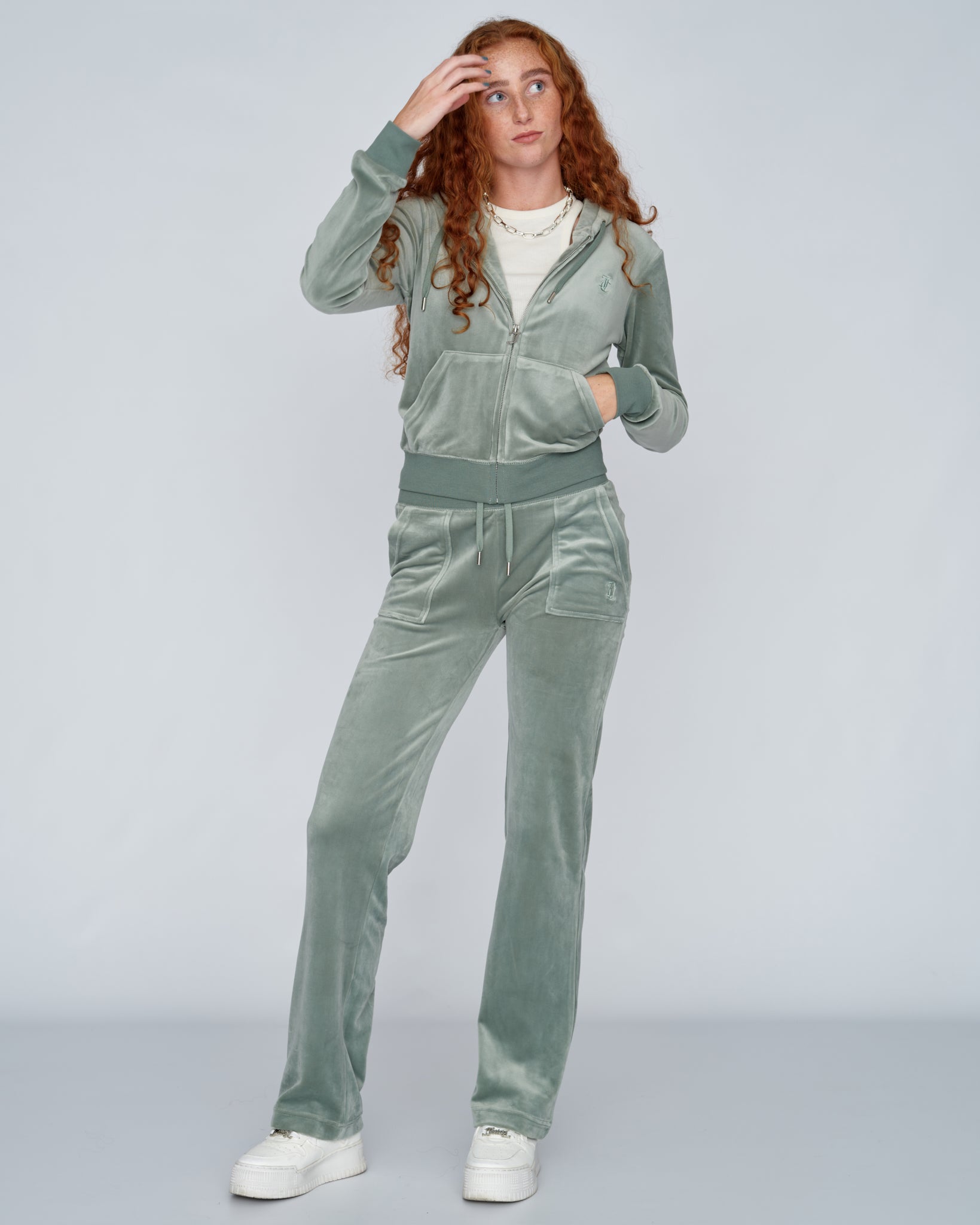 Classic Velour Robertson Zip Hoodie Chinois Green - Juicy Couture Scandinavia