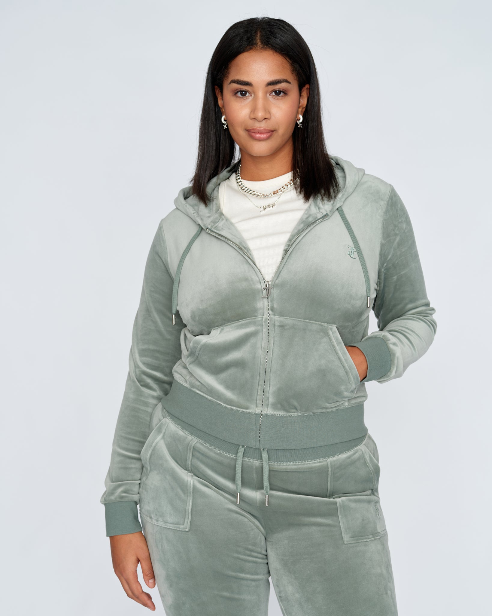 Classic Velour Robertson Zip Hoodie Chinois Green - Juicy Couture Scandinavia