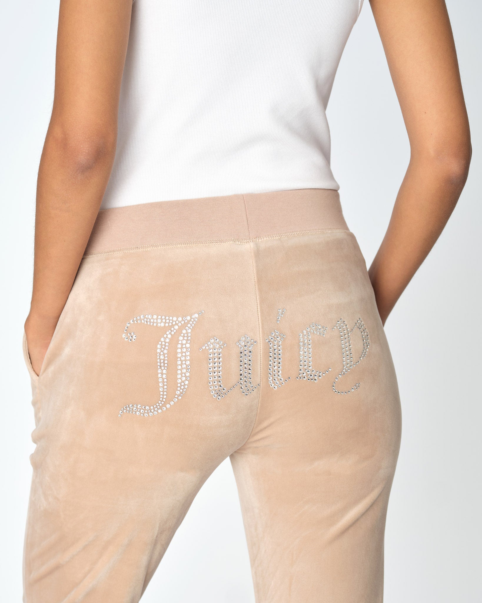 Classic Velour Diamante Del Ray Pant Warm Taupe - Juicy Couture Scandinavia