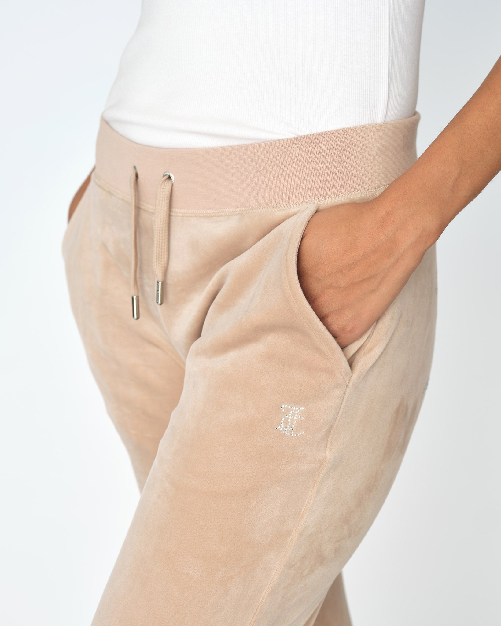 Classic Velour Diamante Del Ray Pant Warm Taupe - Juicy Couture Scandinavia