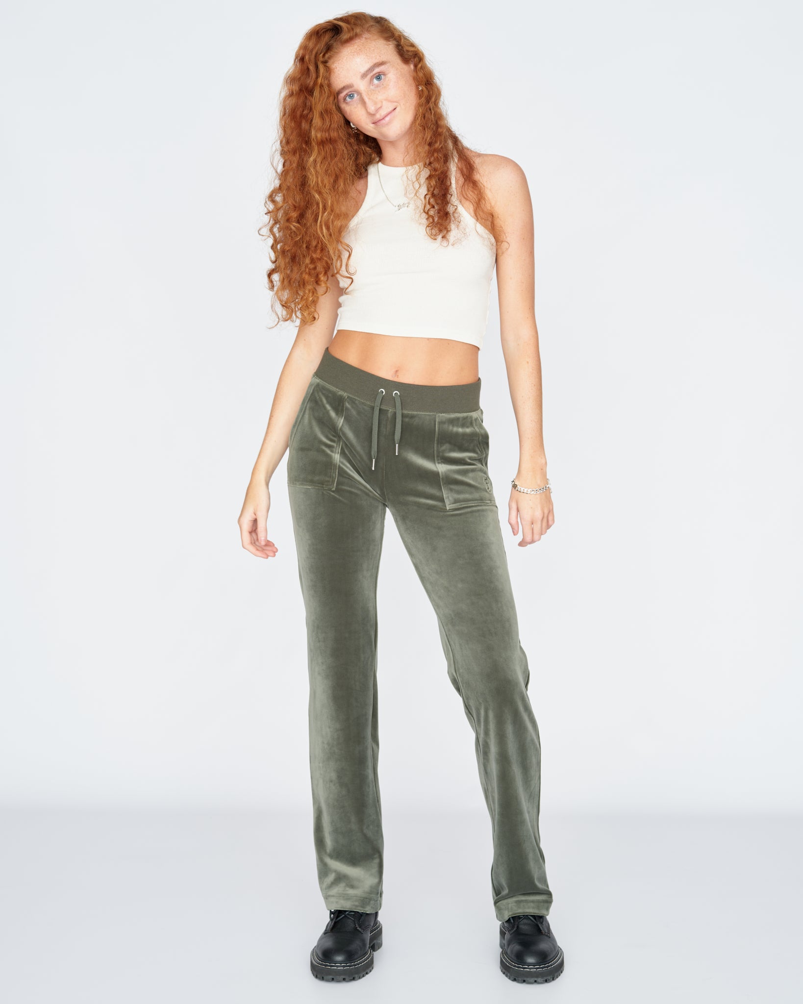 Classic Velour Del Ray Pant Dark Moss - Juicy Couture Scandinavia
