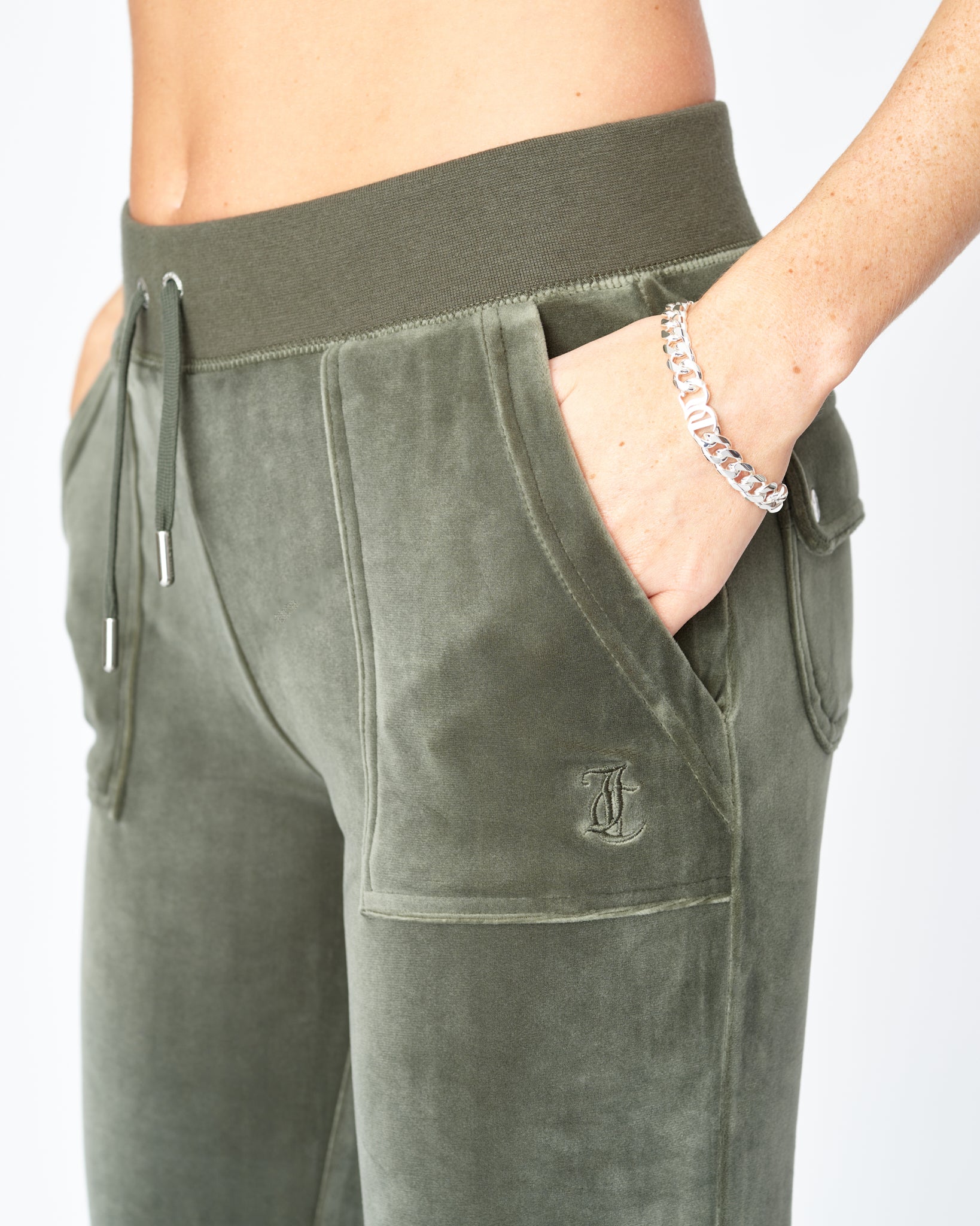 Classic Velour Del Ray Pant Dark Moss - Juicy Couture Scandinavia