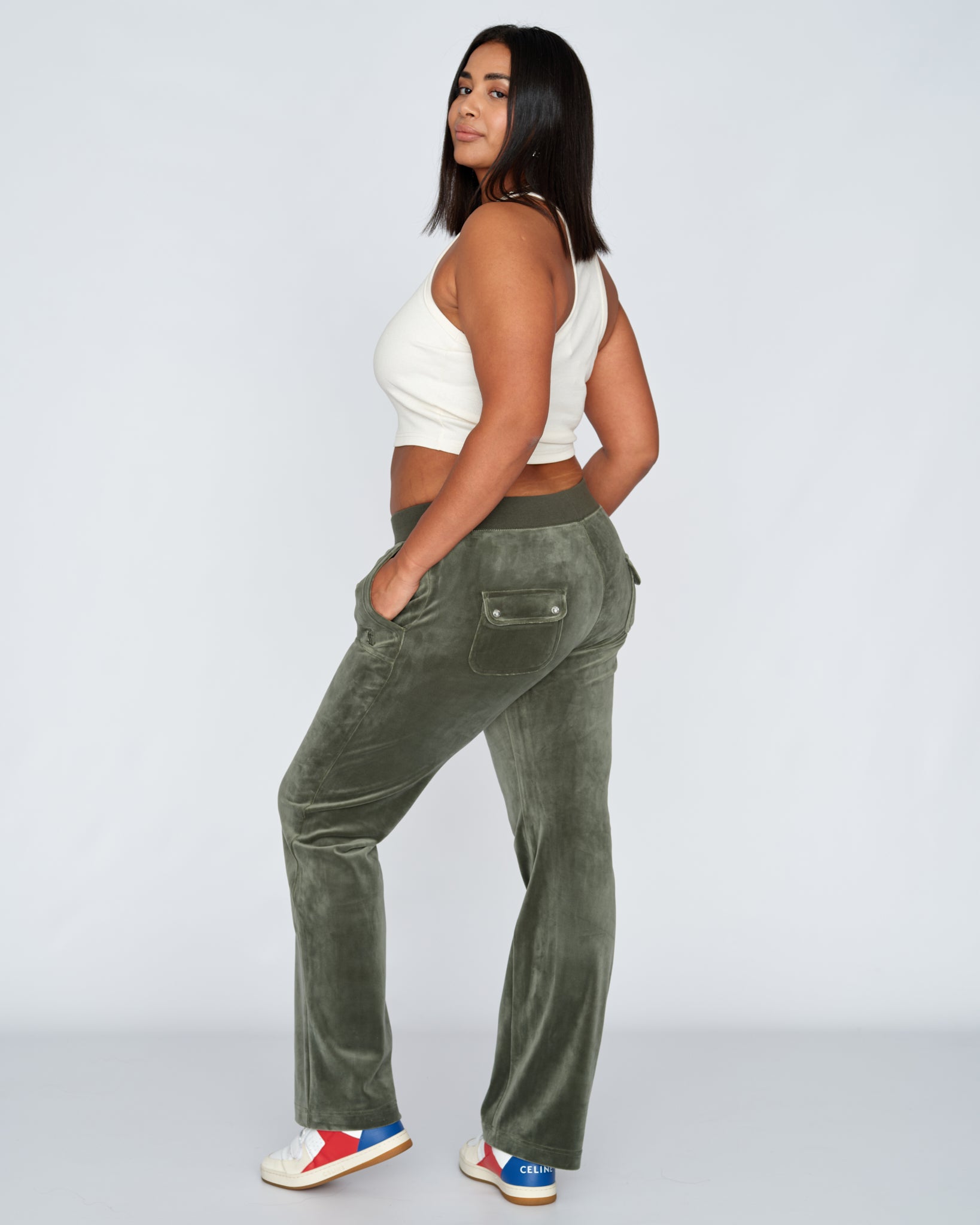 Classic Velour Del Ray Pant Dark Moss - Juicy Couture Scandinavia