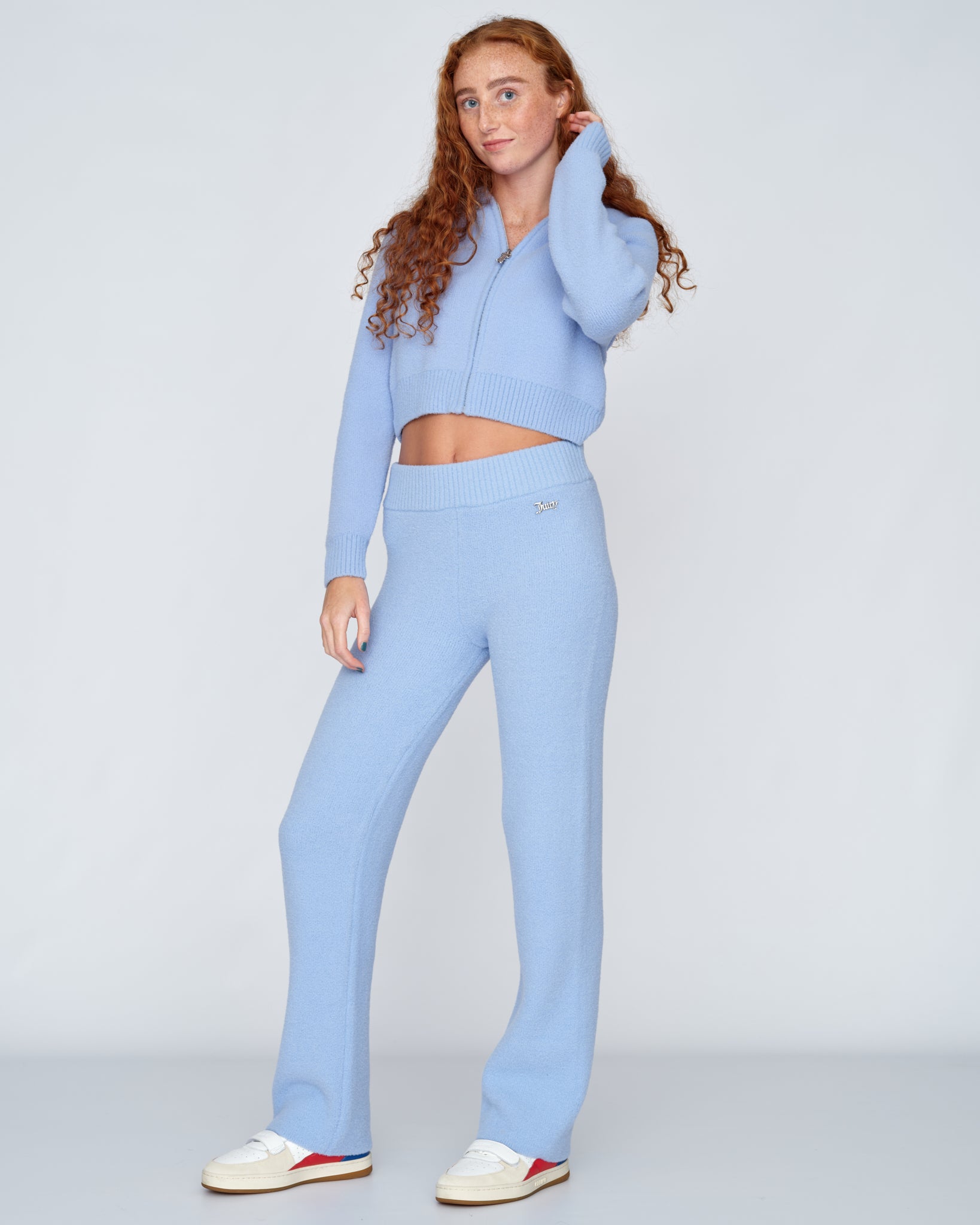 Rose Knitted Rib Zip Charm Pant Della Robia Blue - Juicy Couture Scandinavia