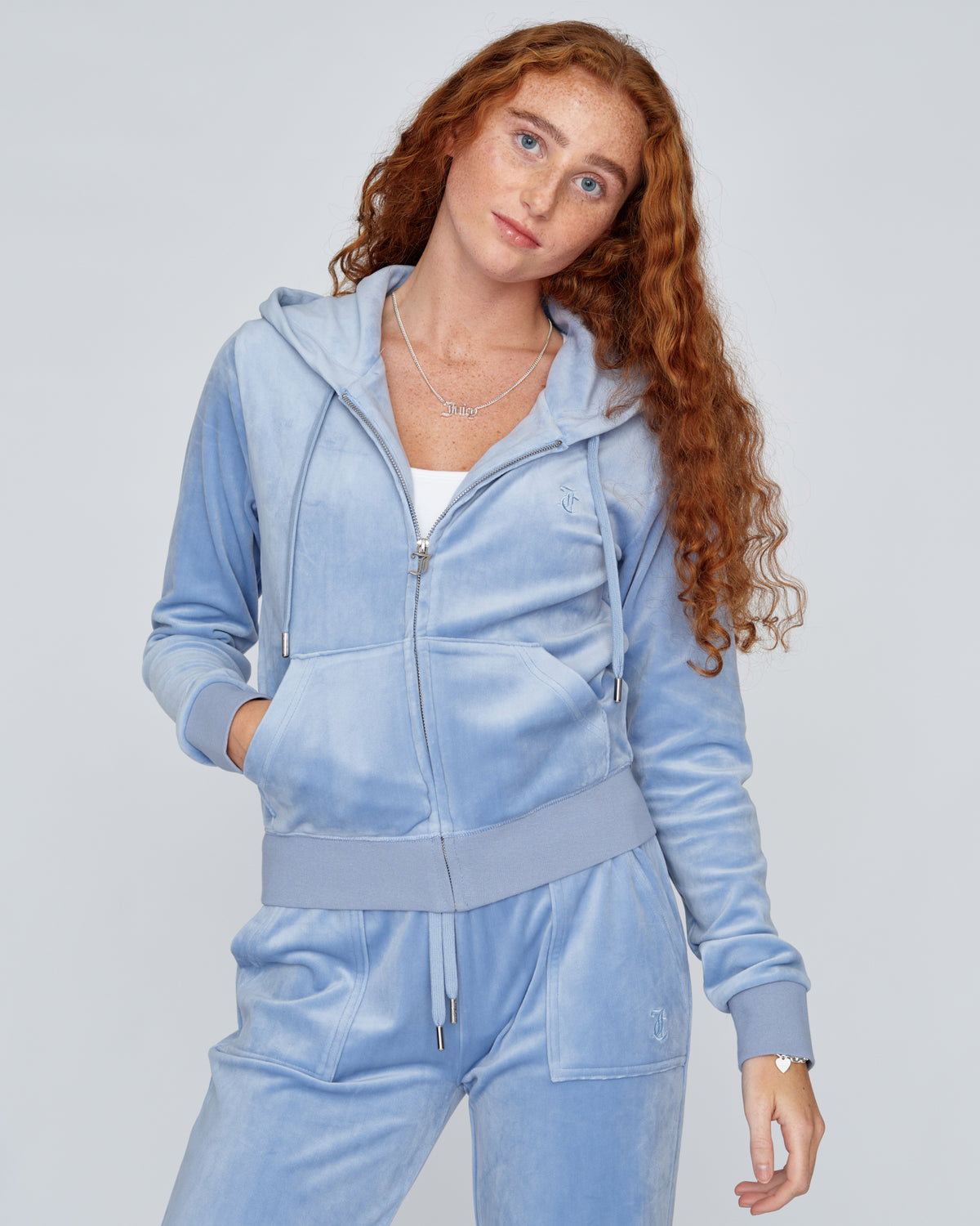 Classic Velour Robertson  Zip Hoodie Della Robia Blue - Juicy Couture Scandinavia