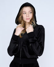 Classic Velour Robertson Zip Hoodie Black - Juicy Couture Scandinavia