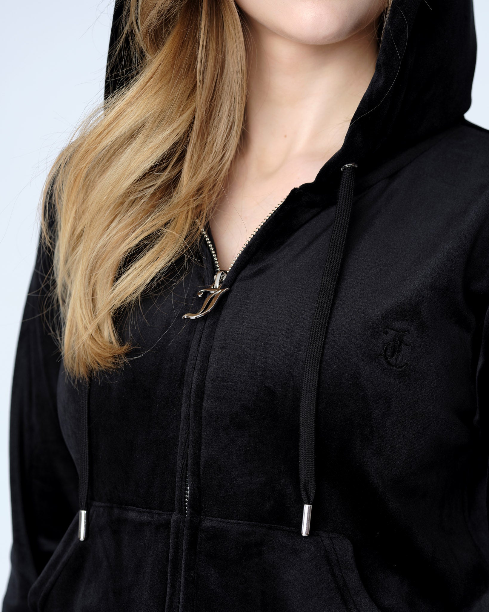 Classic Velour Robertson Zip Hoodie Black - Juicy Couture Scandinavia