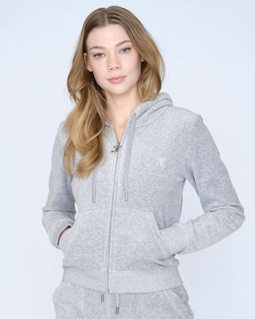 Classic Velour Robertson Zip Hoodie Light Grey Marl - Juicy Couture Scandinavia