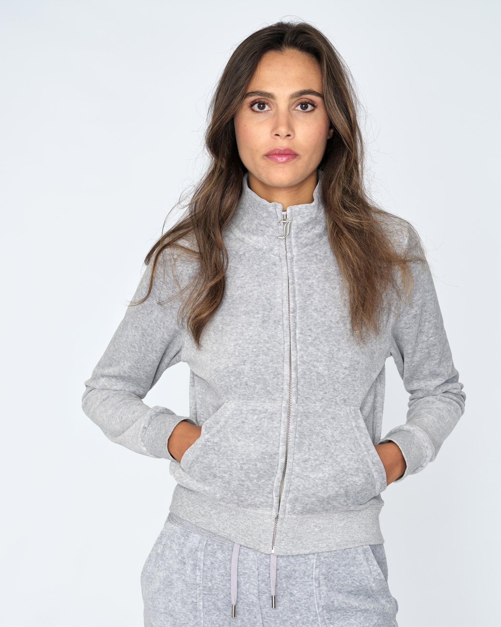 Classic Velour Lieu Track Top Light Marl - Juicy Couture Scandinavia