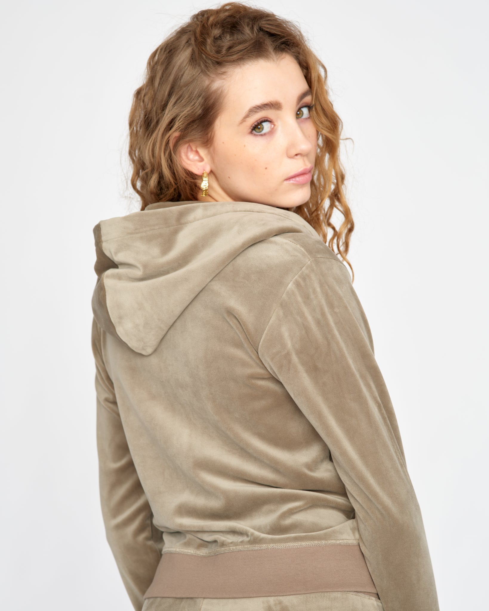 Classic Velour Robertson Zip Hoodie Gold Vetiver - Juicy Couture Scandinavia